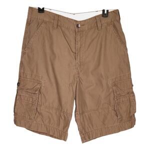 Levis Shorts Mens 34 Waist Beige Cotton Cargo Back Side Flap Pockets Gorpcore